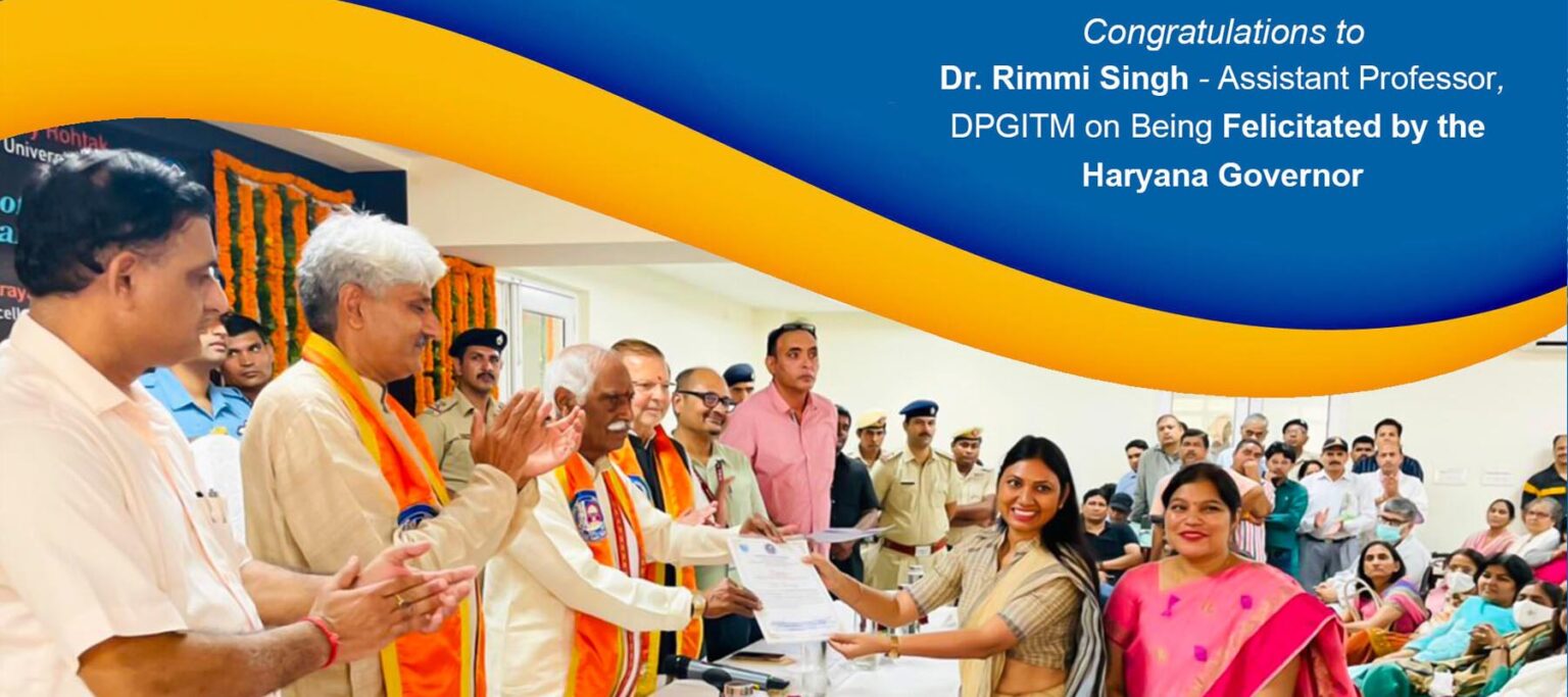 Dr Rimmi Singh Felicitated By Haryana Governer - DPG Institute of ...