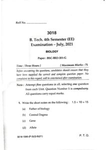 Biology – Pyq - DPG Institute of Technology and Management